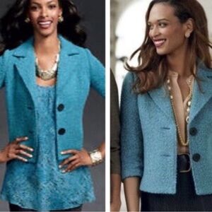 CAbi Teal Blue Women's boucle Jacket